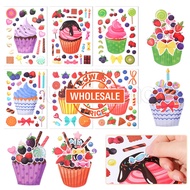 [ Wholesale Prices ] Creative Paper Cup Cake Stickers / Children's DIY Hand Account Stationery Stickers / Refrigerator Trunk Decor Stickers / Cartoon Strawberry Ice Cream Sticker