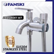 AT-304567SS STAINLESS STEEL 304 TWO WAY FAUCET TAP WITH BIDET HOSE BATHROOM TOILET SET