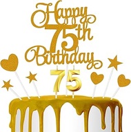 75th Happy Birthday Cake Decoration, 75th Birthday Candle Glitter Cake Topper Anniversary Birthday P