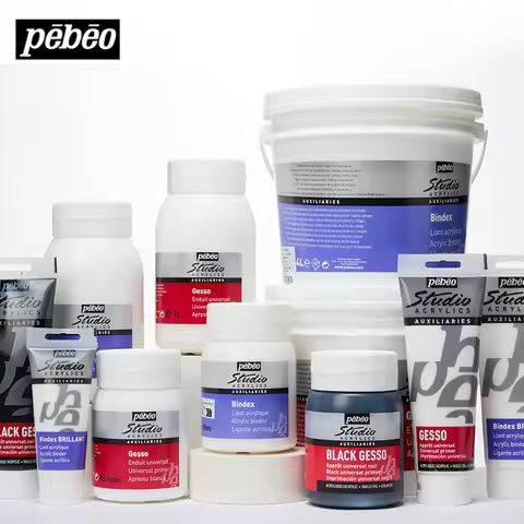 250ml/500ml/1 Litre Pebeo Studio Acrylic Gesso White / Black for Preparing Malnter Reasons Such As T