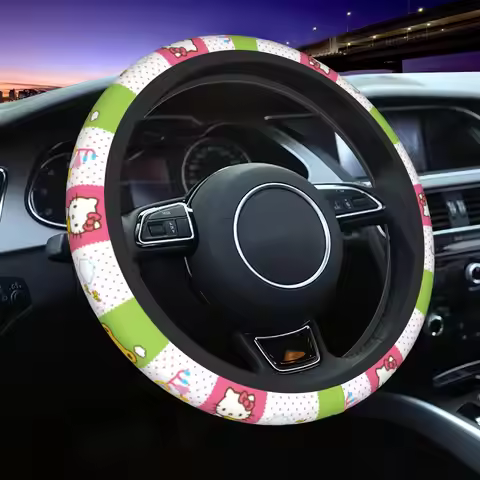 37-38 Car Steering Wheel Cover Cartoon Cat Hello Kitty Universal Car-styling Colorful Car Accessorie