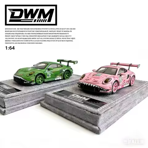 DWM 1:64 Scale Retro Racing Coupe (Shark Livery Green & Pink) Collectible Diecast Vehicle.