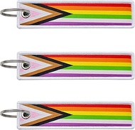 LLBFHH 3 Pcs Country State Military Rainbow Flag Keychain,Woven label Key Chains for Car Keys,Fabric