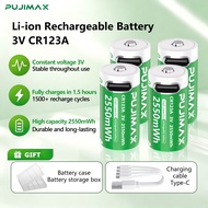 PUJIMAX 3V CR123A 2550mWh Rechargeable Lithium Battery Type-C Fast Charging Overcharge Protection