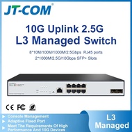 JT-COM 10-Port 2.5G Layer 3 Managed Fiber Switch | VLAN, ERPS, QoS, ACL | Smart Network Switch