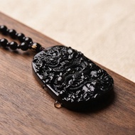 Obsidian necklace dragon brand overbearing pendant men's Guardian dragon zodiac necklace