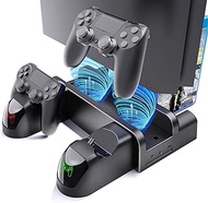 PS4 Stand Cooling Fan Station for Playstation 4/PS4 Slim/PS4 Pro,VGBUS PS4 Vertical Charging Station with Dual Controller,PS4 Standand with USB Port &amp; 12 Games Slots.