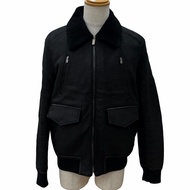 สภาพดีเยี่ยม ▼HERMES 24AW H443400HF0250 เสื้อแจ็คเก็ตขนแกะแบบซิปคู่ติดกระดุม Sellier สีดำ ไซส์ 50 ผล