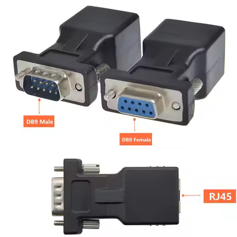DB9 RS232 female/male to RJ45 network adapter, COM port to Cat5e/6 LAN Ethernet port converter, DB9 
