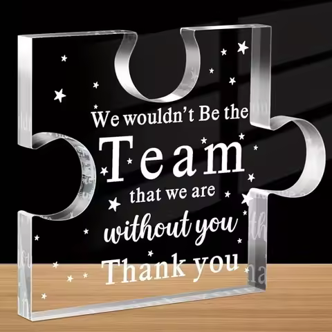1pc Team Puzzle Shape Acrylic Ornament Team Gift Office Decoration Home Decoration Dining Table Deco