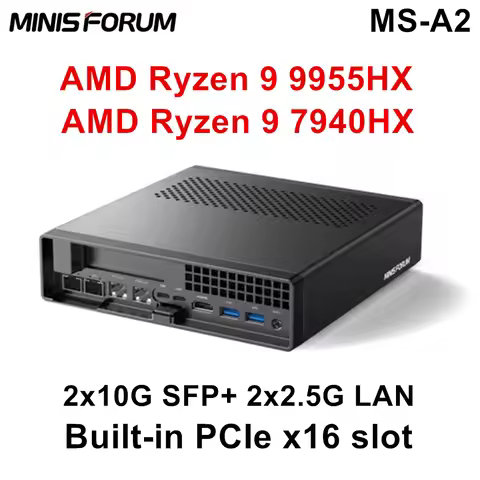 MINISFORUM MS-A2 Mini PC AMD Ryzen 9 9955HX 7940HX 2x10G SFP 2*2.5G LAN 3*NVMe Windows 11 Workstatio