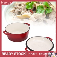 Henye Cryfokt 5QT Cast Iron Pot with Skillet Lid  Dual Handles Dutch Oven for Braising Stewing Fryin