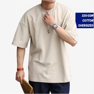 【Ready Stock】Oversized Tshirt 320gsm (Unisex) - 100% Cotton Tshirt Lelaki Perempuan40-120KG Plus Siz