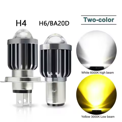 1PCS 10000LM H4 LED Motorcycle Headlight H6 BA20D P15D Led CSP Lens White Yellow Hi Lo Beam Motorbik