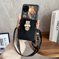 HOCE N3flip Card Slots Mirror Long strap PU Leather Phone Case for OPPO Find N2 N3 Flip n2flip Shock