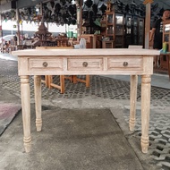 โต๊ะทำงาน ไม้สัก(Work desk, teak wood) รุ่น 3 ลิ้นชัก ขากลึง ขนาด กว้าง100xลึก45xสูง75 Cm สีเสี้ยนขา