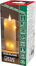 Konstsmide 1824-180 LED Real Wax Candle Cream White, 3D Flame, Wire Wrapped, 4/8h Timer, 1 Amber Dio