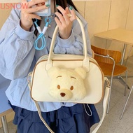 USNOW Winnie The Pooh Handbag, Kawaii Transparent Pooh Bear Ita Bag, Sweet Large Capacity PU Cartoon