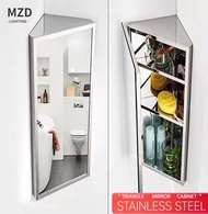 MZD Simple and Modern Stainless Steel Mirror Cabinet, Bathroom Hanging Cabinet, Bathroom Triangular Wall Cabinet, Waterproof Mirror Surface, Wall Mounted Toilet Storage Cabinet, Mirror