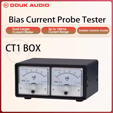 Douk Audio 8-Pin Dual Bias Current Probes Tester+Dual Large Ampere Meter for EL34,KT88,6L6,6V6,5881,