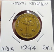 Malaysia Old Coin RM 1 Year 1994 (Semi Keydate Year)