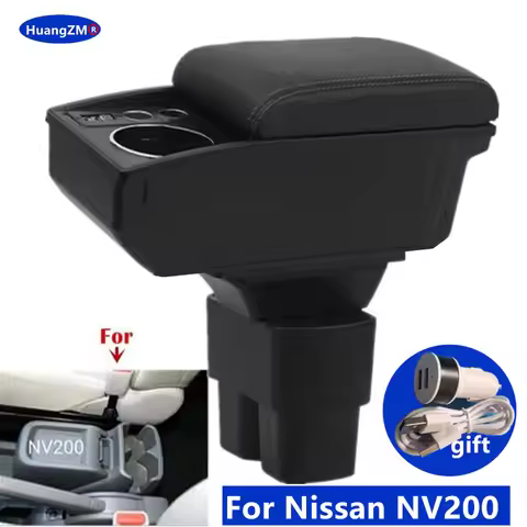 For Nissan NV200 Armrest Box For Nissan NV200 Car Armrest double-layer storage box Cup holder Dedica