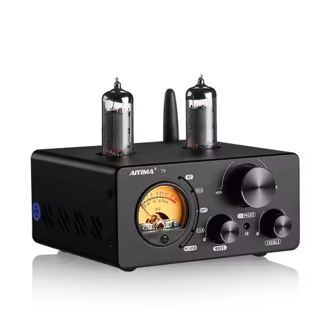 AIYIMA HiFi T9 BT 5.0 Vacuum Tube Amplifier USB DAC Fiber Coax Decoding Amplifier With VU Meter Home
