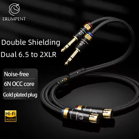 HiFi 6N OCC 6.35mm TRS to XLR HiFi Audio Stereo Cable Dual 6.5mm 1/4 Inch to 2XLR Balanced Speaker M