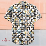 Montagut Men’s Casual Hawaiian Short-Sleeved Shirt Regular Fit Curve Hem