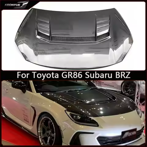 For Toyota GR86 Subaru BRZ Carbon Fiber Hood Engine Cover Car Headliner Cutout Front Cover VRS Style