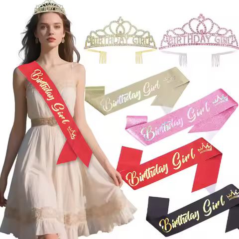 Birthday Crown Birthday Sash Crystal Tiaras and Crowns for Women Tiara Queen Crown Headband Princess