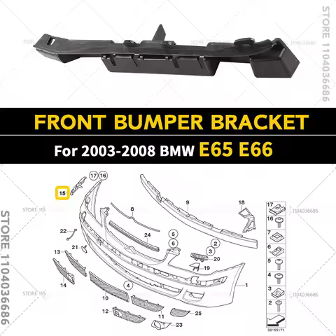 For 2003-2008 BMW 750i 750Li 760i 760Li, Alpina B7 E65 E66 Front Bumper Cover Bracket Mount Support 