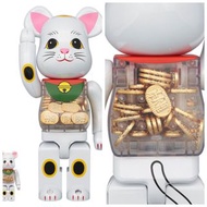 全新未開封BEARBRICK招財猫 小判 白色 100％ & 400％