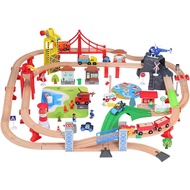 Coastal Town Traffic Rail Train Set Children Puzzle Rail Car Toy Track Set Compatible With Wooden Tracks And Electric Car PD32