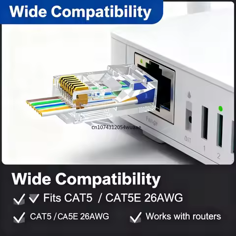 10/50/100PCs CAT5 CAT5E Connector RJ45 Connector Network Unshielded RJ45 Perforated Crystal Head Net