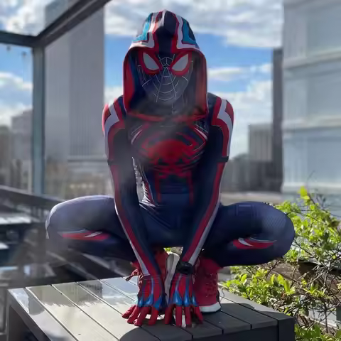 Adults 2099 Miles Morales PS5 Marvel SpiderCosplay Superhero Cosplay Costume Full Bodysuit Zentai Se
