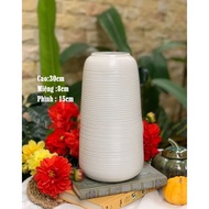 Bình cắm hoa gốm sứ Bát Tràng men lì vân ganh nổi trang trí phòng khách- Lọ hoa đẹp decor trang trí