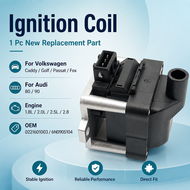 1x คอยล์จุดระเบิดใหม่สำหรับ Volkswagen แคดดี้กอล์ฟ Passat Fox สำหรับ AUDI 80 90 1.8L 2.0L 2.5L 2.8 0