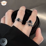H Dark Style Thorny Ring Women Niche Design Texture Ring Opening Couple Ring Trendy H