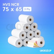 Codeshop NCR Paper 75 x 65 mm 1 Ply Cashier Receipt Printer Dot Matrix 76mm 3 Ply