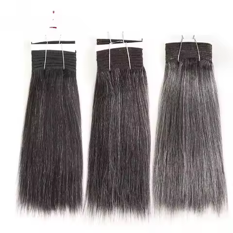 16 Inches Yaki Straight Gray Hair Bundles Brazilian Hair Weave Bundles Silver Grey #44 #34 51# Remy 
