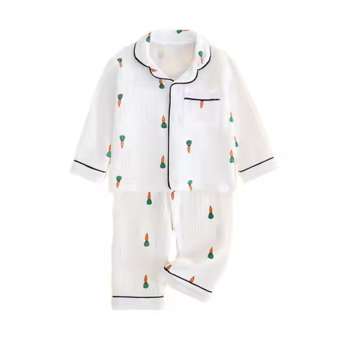 Boys Girls Pajamas Children Suits Clothes Baby Muslin Cotton Homewear Family Outfits Shirt Tops+Pant