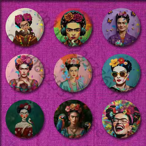 Fashion F-FridaS-S K-Kahlo Badges Badge 32mm 25mm 44mm 75mm 58mm Round Pin Brooch Souvenir Cosplay G