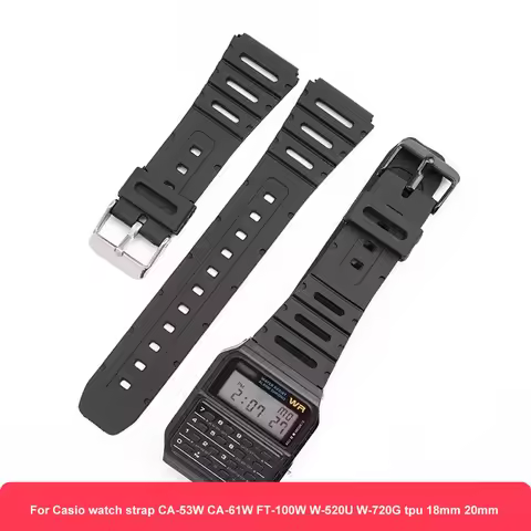 Soft Watch Accessorise Band For Casio watch strap CA-53W CA-61W FT-100W W-520U W-720G tpu 18mm 20mm 
