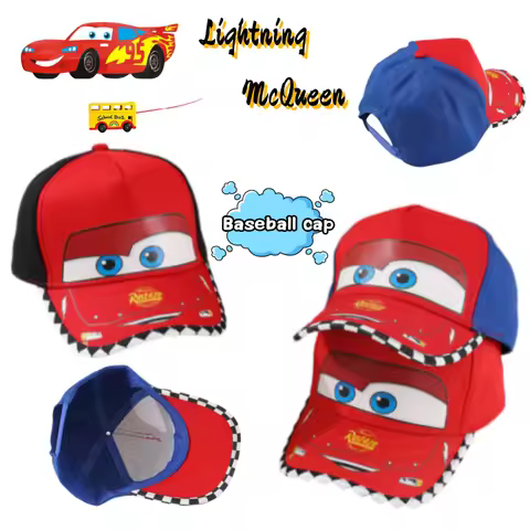 Lightning McQueen cute peaked hat for kids Personalized print sunscreen hat handsome street corner b