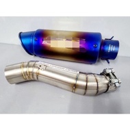 ท่อสลิปออน สลิปออน CBR250R CB300F CBR300R ขนาด 2 นิ้ว งานสแตนเลสแท้ พร้อมปลายท่อ S สีไทเท ปลายโค้ง อ