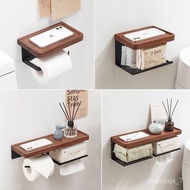 ST/💚Walnut Tissue Rack Bathroom Storage Rack Paper Extraction Box Punch-Free Japanese Toilet Paper Holder Roll Stand Wat