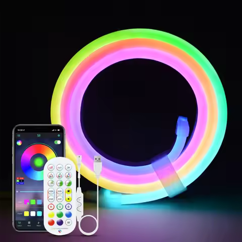 5V USB RGBIC Neon LED Strip,1M 2M 3M RGBIC Neon lamp tape with Bluetooth App and Remote control For 