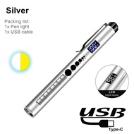 Alonefire P69 LCD 2-in-1 LED Mini White/Yellow Pen Light Flashlight USB Rechargeable Eyes Pupil Lamp