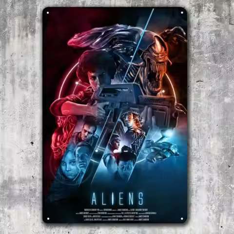 1u,Aliens Movie Metal Poster - Collectable Tin Sign - 20x30cm-aluminum-aluminum